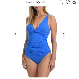 La Blanca NEW Island Goddess Twist Tie Back Tankini Top - Capri Blue